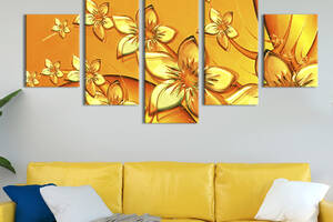 Картина на холсте KIL Art Яркие золотые цветы 162x80 см (807-52)