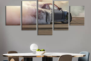 Картина на холсте KIL Art Яркий автомобильный дрифт 187x94 см (1310-52)
