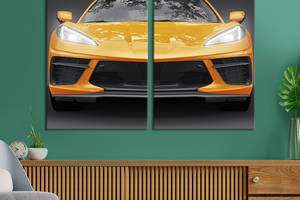 Картина на холсте KIL Art Яркий оранжевый Chevrolet Corvette 111x81 см (1403-2)