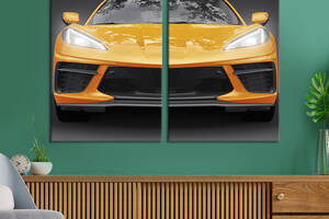 Картина на холсте KIL Art Яркий оранжевый Chevrolet Corvette 71x51 см (1403-2)