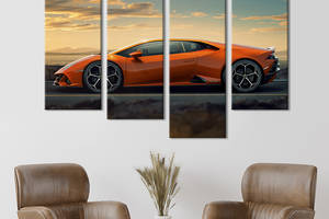 Картина на холсте KIL Art Яркий оранжевый Lamborghini Huracan Evo 129x90 см (1249-42)