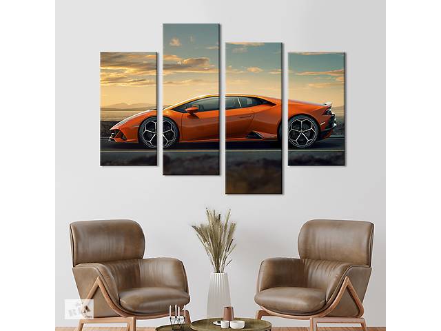 Картина на холсте KIL Art Яркий оранжевый Lamborghini Huracan Evo 89x56 см (1249-42)