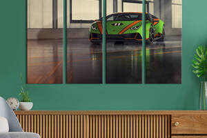 Картина на холсте KIL Art Яркий салатовый Lamborghini Huracan 209x133 см (1265-41)