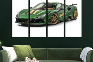 Картина на холсте KIL Art Яркий зелёный автомобиль Ferrari F8 Tributo 209x133 см (1349-41)