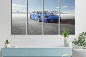 Картина на холсте KIL Art Изящное голубое авто McLaren 720S Spider 209x133 см (1267-41)