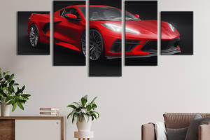 Картина на холсте KIL Art Изящный красный Chevrolet Corvette 112x54 см (1408-52)
