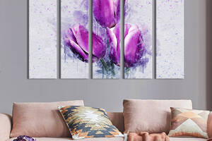 Картина на холсте KIL Art Изысканные фиолетовые тюльпаны 132x80 см (861-51)