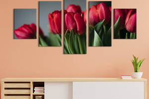 Картина на холсте KIL Art Изысканные малиновые тюльпаны 162x80 см (962-52)