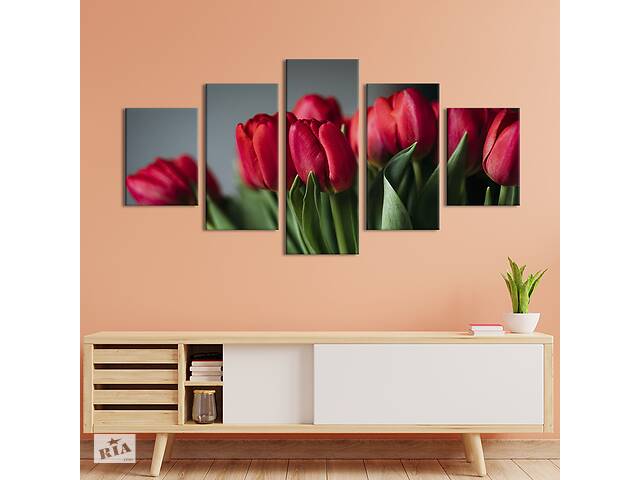 Картина на холсте KIL Art Изысканные малиновые тюльпаны 187x94 см (962-52)