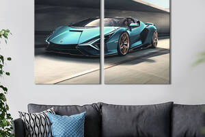 Картина на холсте KIL Art Изысканный автомобиль Lamborghini Sian Roadster 111x81 см (1274-2)