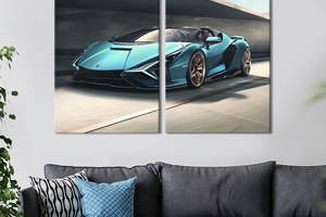 Картина на холсте KIL Art Изысканный автомобиль Lamborghini Sian Roadster 71x51 см (1274-2)