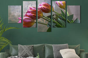 Картина на холсте KIL Art Изысканный букет тюльпанов 112x54 см (1004-52)