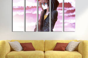 Картина на холсте KIL Art Загадочная аниме-девушка в капюшоне 132x80 см (1424-51)