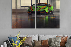 Картина на холсте KIL Art Зелёный монстр Lamborghini Huracan 111x81 см (1265-2)