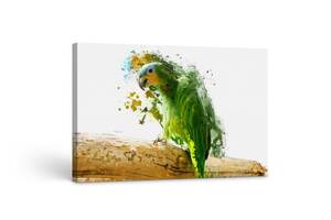 Картина на холсте KIL Art Зелёный попугай абстракция 81x54 см (204)