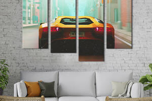 Картина на холсте KIL Art Жёлтая Lamborghini в городе 129x90 см (1342-42)