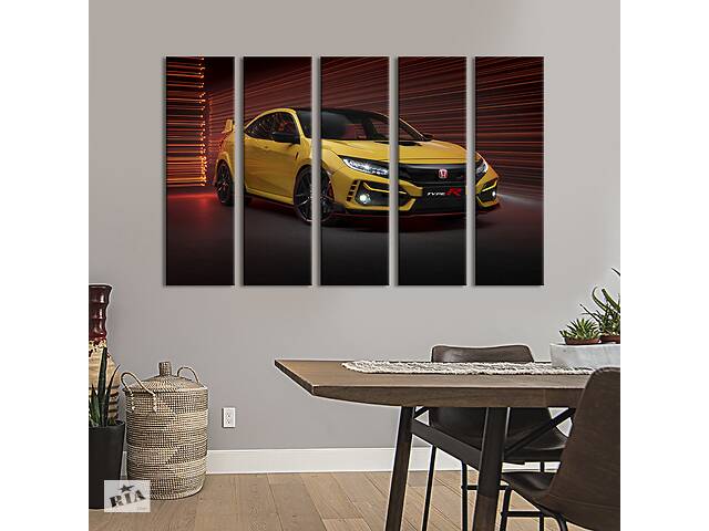 Картина на холсте KIL Art Жёлтая машина Хонда 87x50 см (1329-51)