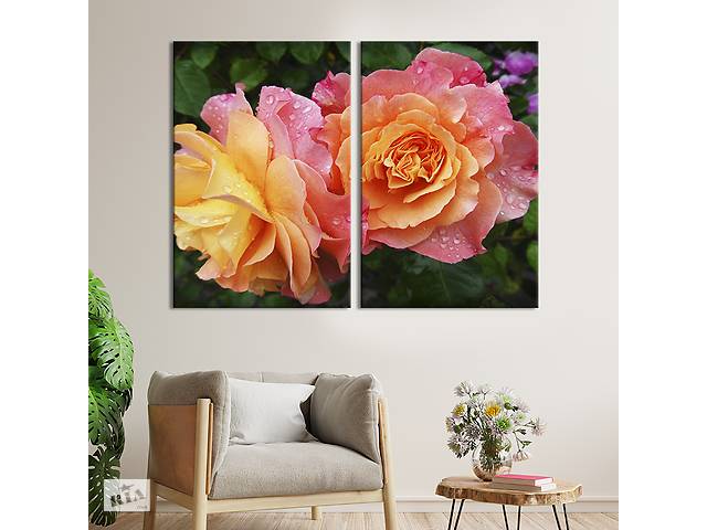 Картина на холсте KIL Art Жёлто-розовые розы 165x122 см (847-2)