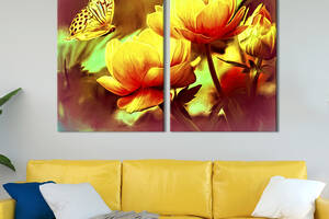 Картина на холсте KIL Art Жёлтые пионовидные тюльпаны 111x81 см (788-2)