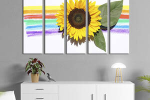 Картина на холсте KIL Art Жёлтый подсолнух и радуга 87x50 см (953-51)