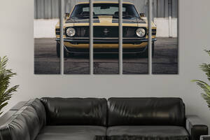 Картина на холсте KIL Art Жёлтый ретро-автомобиль Ford Mustang 1970 87x50 см (1254-51)