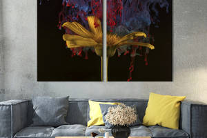 Картина на холсте KIL Art Жёлтый цветок и яркая абстракция 165x122 см (834-2)