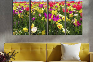 Картина на холсте KIL Art Живописное поле тюльпанов 89x53 см (1006-41)