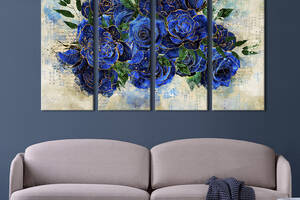 Картина на холсте KIL Art Живописные синие розы 149x93 см (989-41)
