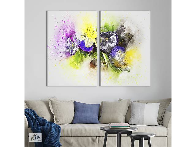 Картина на холсте KIL Art Живописные цветы анютины глазки 71x51 см (852-2)