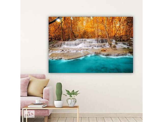 Картина на холсте KIL Art Золотой лес и водопад 51x34 см (76)