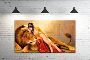 Картина на холсте ProfART S50100-K20 100 х 50 см Девушка и лев (hub_ImTJ40268)