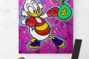 Картина на холсте Скрудж Макдак боксирует HolstPrint RK0143 размер 50 x 70 см