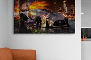 Картина на холсте Спорткар Nissan GT HolstPrint RK1167 размер 50 x 100 см