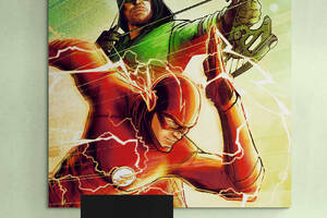 Картина на холсте Супергерои Флэш и Зелёная стрела HolstPrint RK0443 размер 70 x 70 см