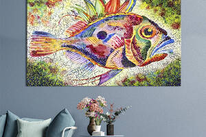 Картина на холсте интерьерная KIL Art Абстрактная рыба 75x50 см (138-1)