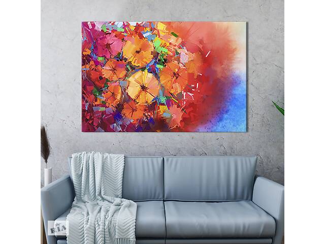 Картина на холсте интерьерная KIL Art Абстрактные цветы 122x81 см (240-1)