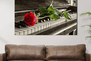 Картина на холсте интерьерная KIL Art Алая роза на пианино 122x81 см (255-1)