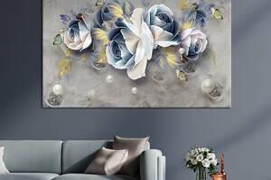 Картина на холсте интерьерная KIL Art Бабочки и розы 75x50 см (264-1)