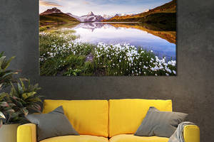 Картина на холсте интерьерная KIL Art Белые цветы на берегу озера 75x50 см (606-1)