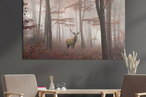 Картина на холсте интерьерная KIL Art Благородный олень в лесу 122x81 см (167-1)