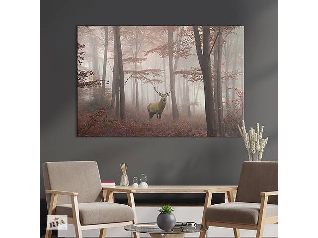 Картина на холсте интерьерная KIL Art Благородный олень в лесу 51x34 см (167-1)