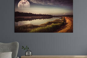 Картина на холсте интерьерная KIL Art Большая луна над рекой 75x50 см (623-1)