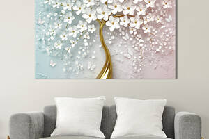 Картина на холсте интерьерная KIL Art Дерево с белыми цветами 75x50 см (272-1)