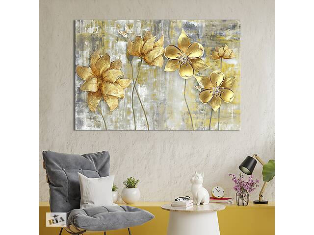 Картина на холсте интерьерная KIL Art Дрогоценные цветы 122x81 см (259-1)