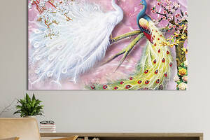 Картина на холсте интерьерная KIL Art Два павлина 75x50 см (194-1)