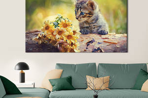 Картина на холсте интерьерная KIL Art Милый котёнок 75x50 см (152-1)