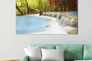 Картина на холсте интерьерная KIL Art Нежно-голубой водопад 75x50 см (564-1)