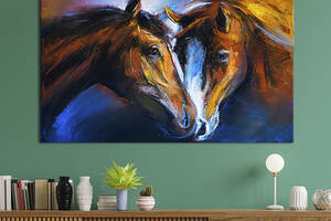 Картина на холсте интерьерная KIL Art Нежные лошади 122x81 см (164-1)