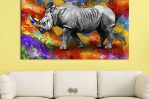 Картина на холсте интерьерная KIL Art Носорог на ярком фоне 75x50 см (200-1)