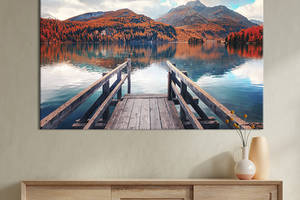 Картина на холсте интерьерная KIL Art Озеро Зильс в Швейцарии 75x50 см (630-1)